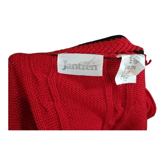 Vintage Jantzen Cableknit V-neck Grandpa Cardigan Sweater in Red Women's Large - Picture 6 of 6